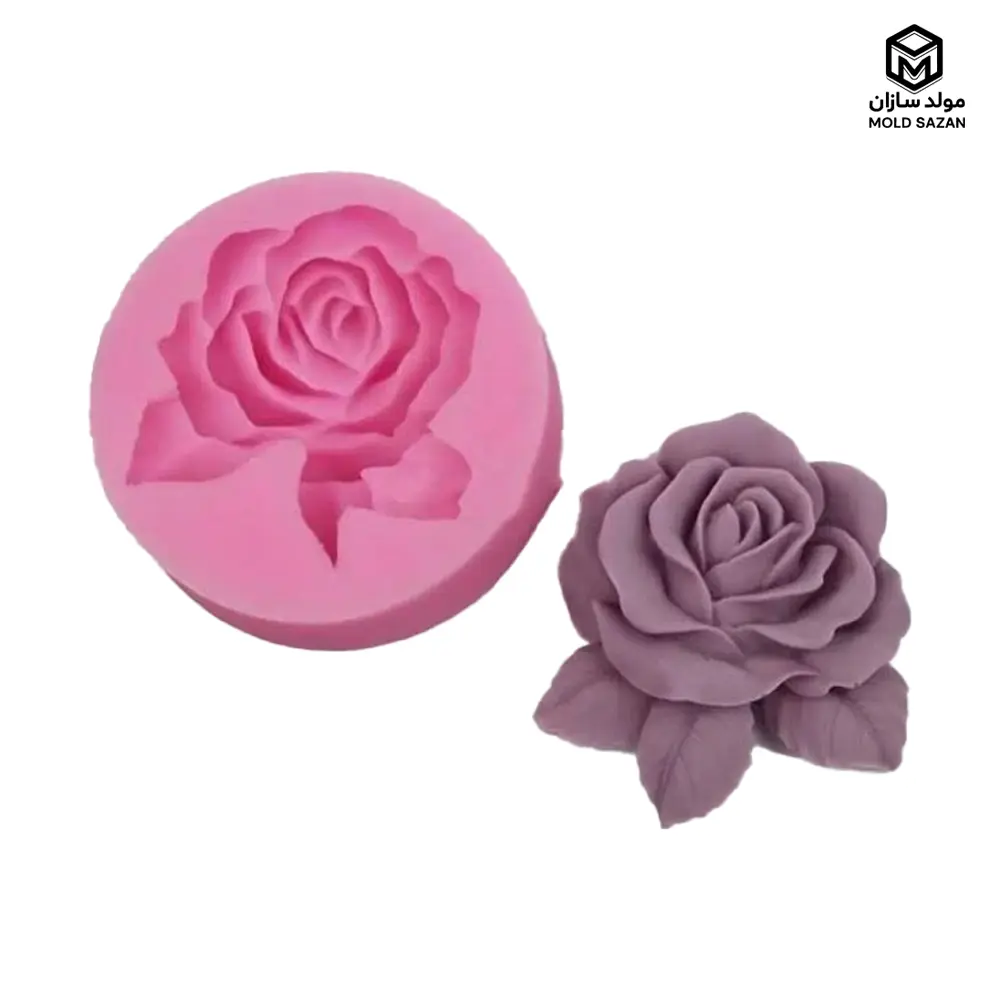 Three-leaf flat rose candle silicone mold قالب سیلیکونی شمع گل رز تخت سه برگ