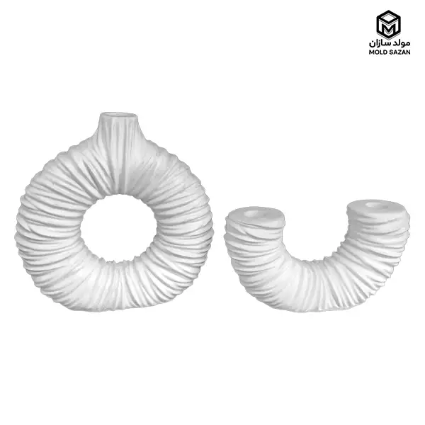 Silicone mold for vase and candlestick, wrinkled donut model قالب سیلیکونی گلدان و شمعدان مدل دونات چروک