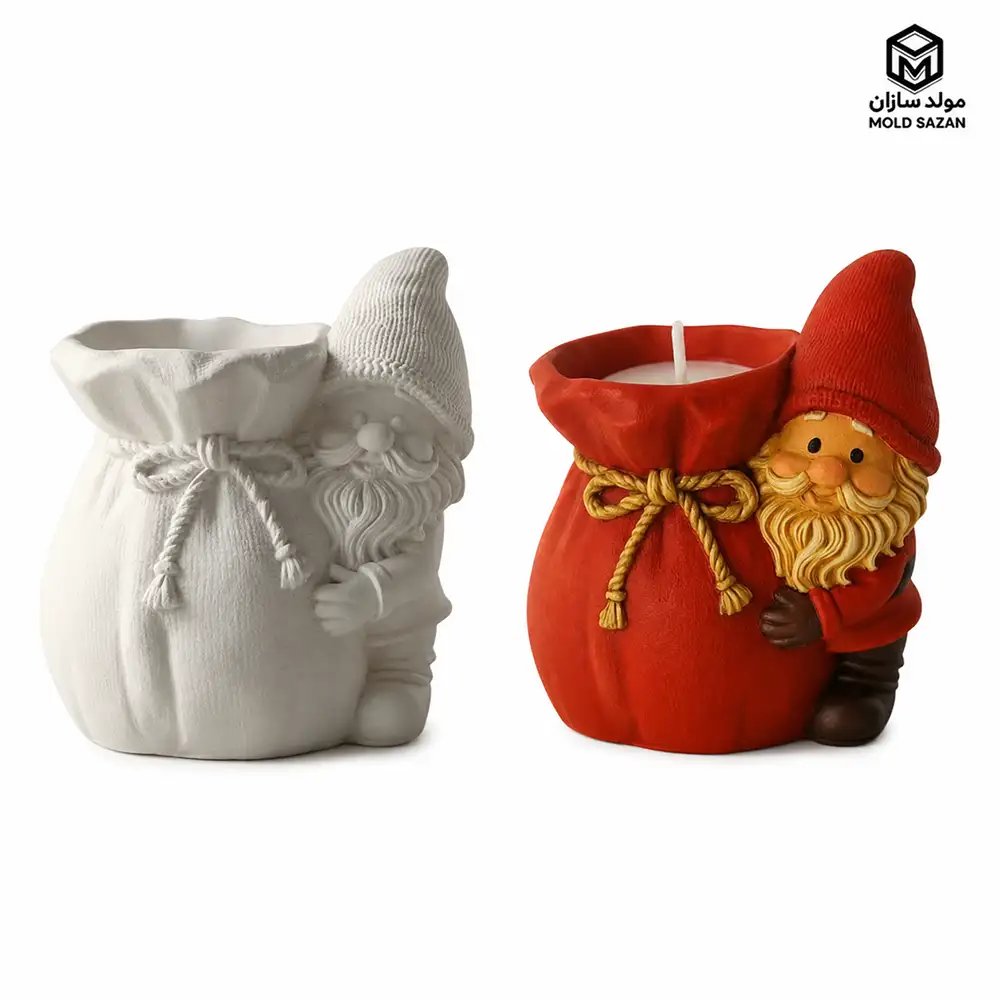 Silicone mold for Santa Claus dish with gift bag قالب سیلیکونی ظرف بابا نوئل با کیسه هدیه