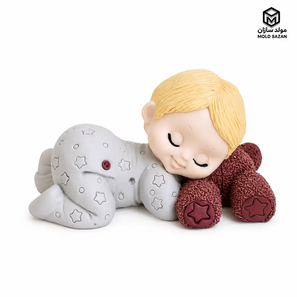 Silicone mold of a baby lying on a teddy bear (1) قالب سیلیکونی کودک خوابیده روی تدی