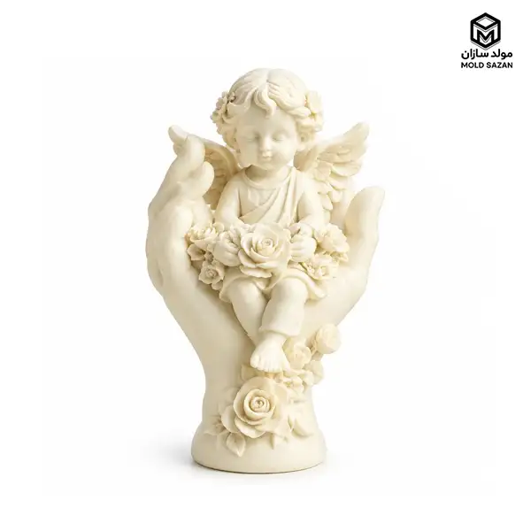 Silicone mold of an angel held in a hand قالب سیلیکونی فرشته توی دست