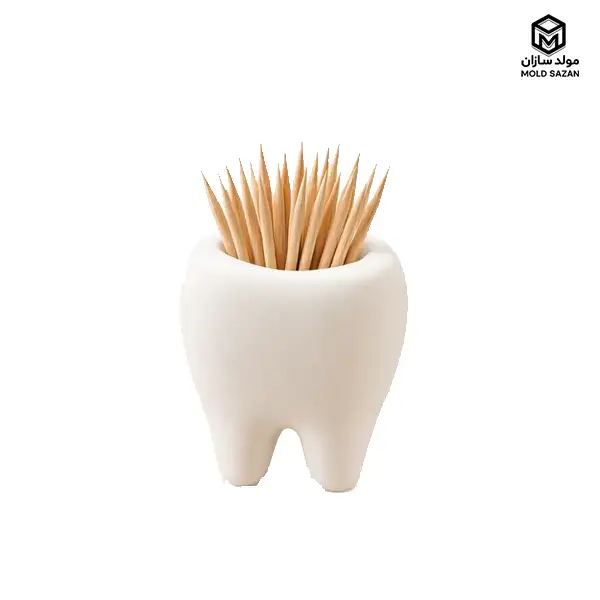 Tooth-shaped silicone toothpick holder mold قالب سیلیکونی جا خلالی طرح دندان